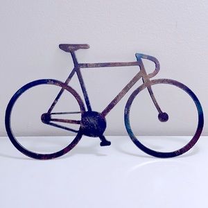 Metal Bicycle Laser Cut Out with Multicolor Patina Decor